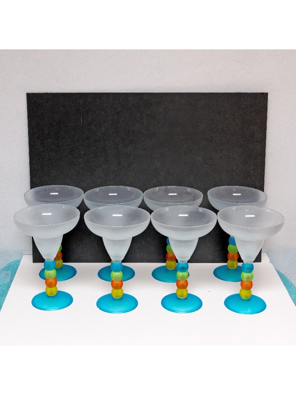 Vintage set of 8 plastic colorful Margarita glasses - like new